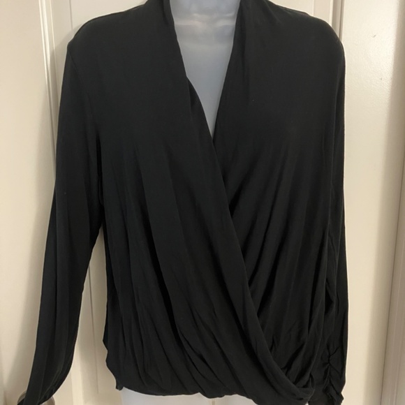 Black Faux Wrap Top - Picture 2 of 6